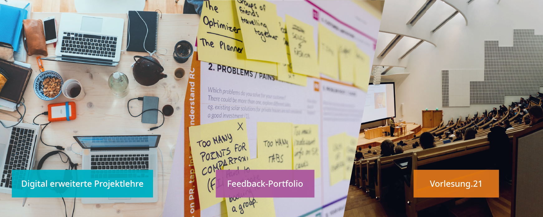 Drei Modellbereiche zur Erprobung der hybriden Lehr-Lern-Konzepte